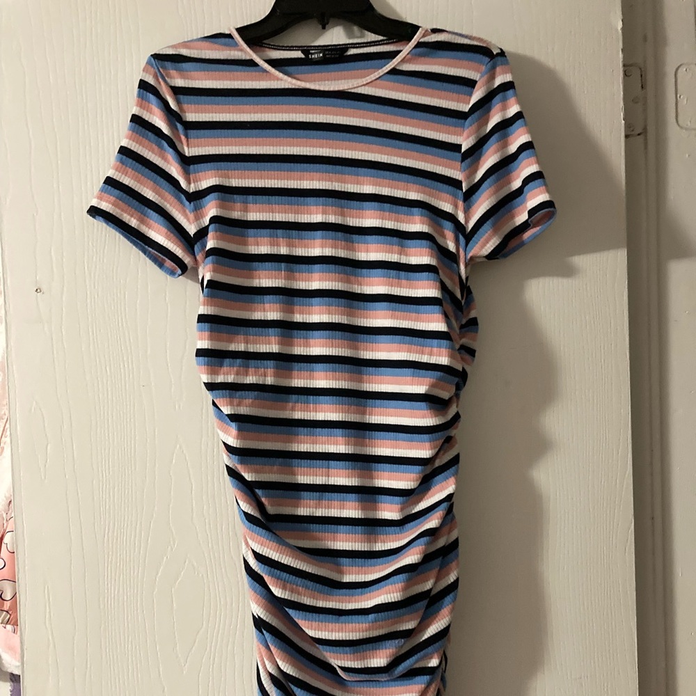 LIKE NEW Striped SHEIN Ruched Dress